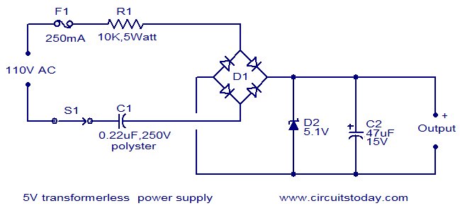 5V trasformerless power supply